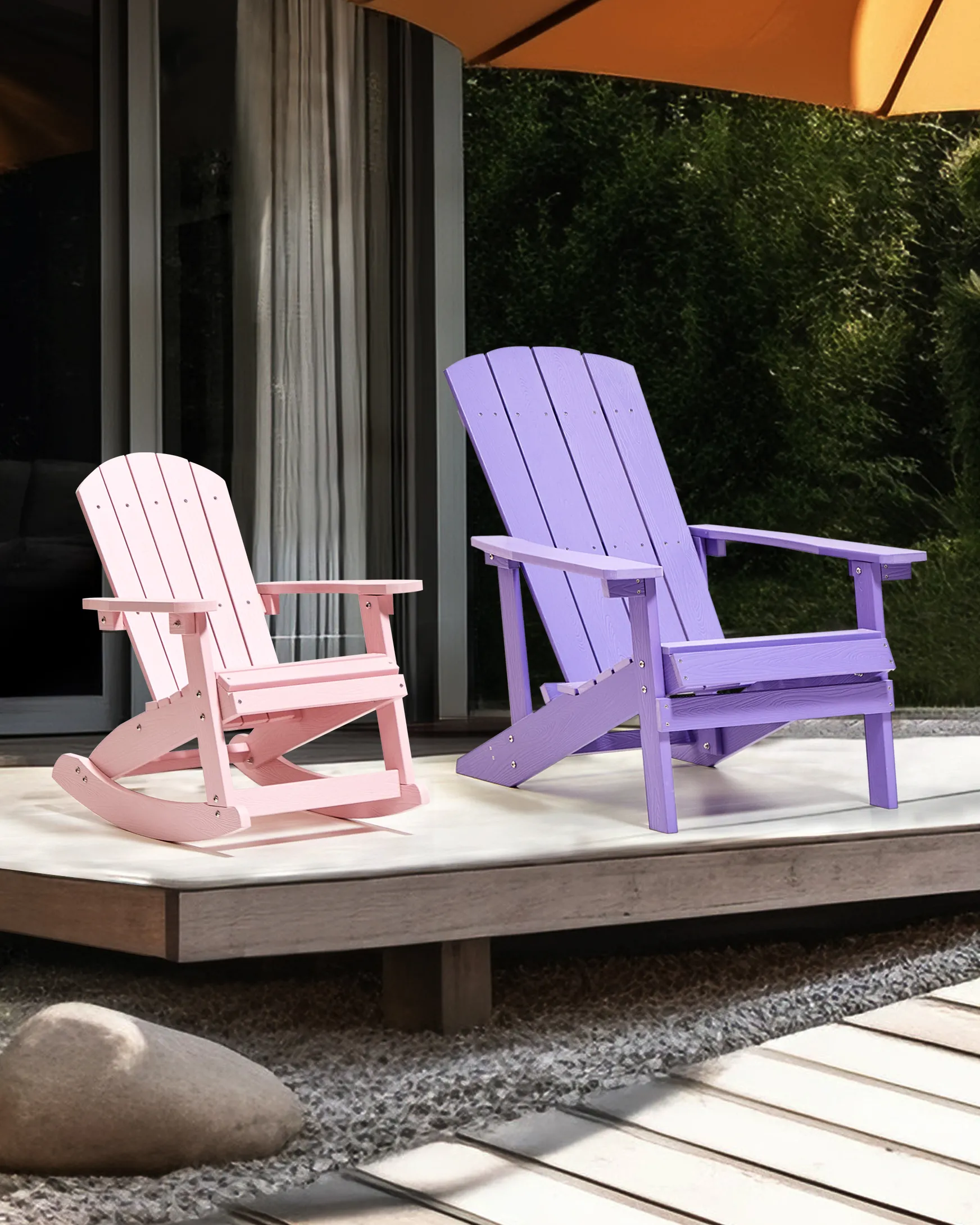 Tuinschommelstoel voor kinderen ADIRONDACK Pastelroze