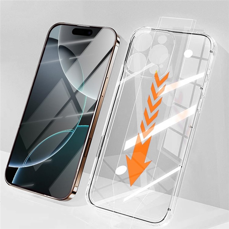 iPhone 16 Pro Gummi Case Hülle mit Panzer Glas Displayschutz Case Friendly   Montagerahmen