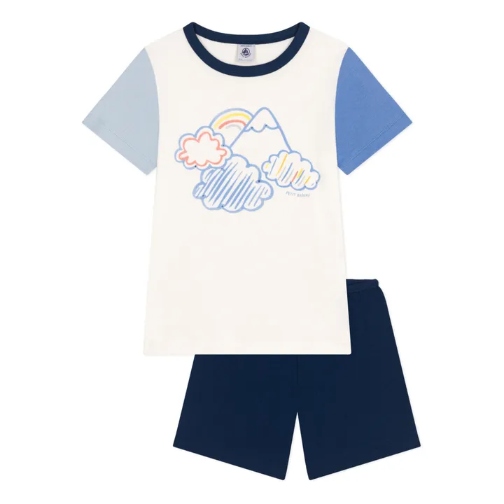 Petit Bateau Pyjama Short Mano Nuages | Bleu