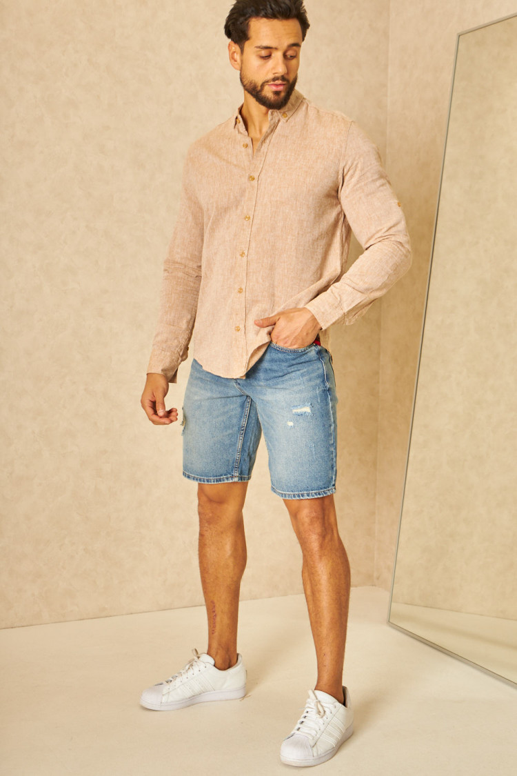 Short en jean déchiré bleu