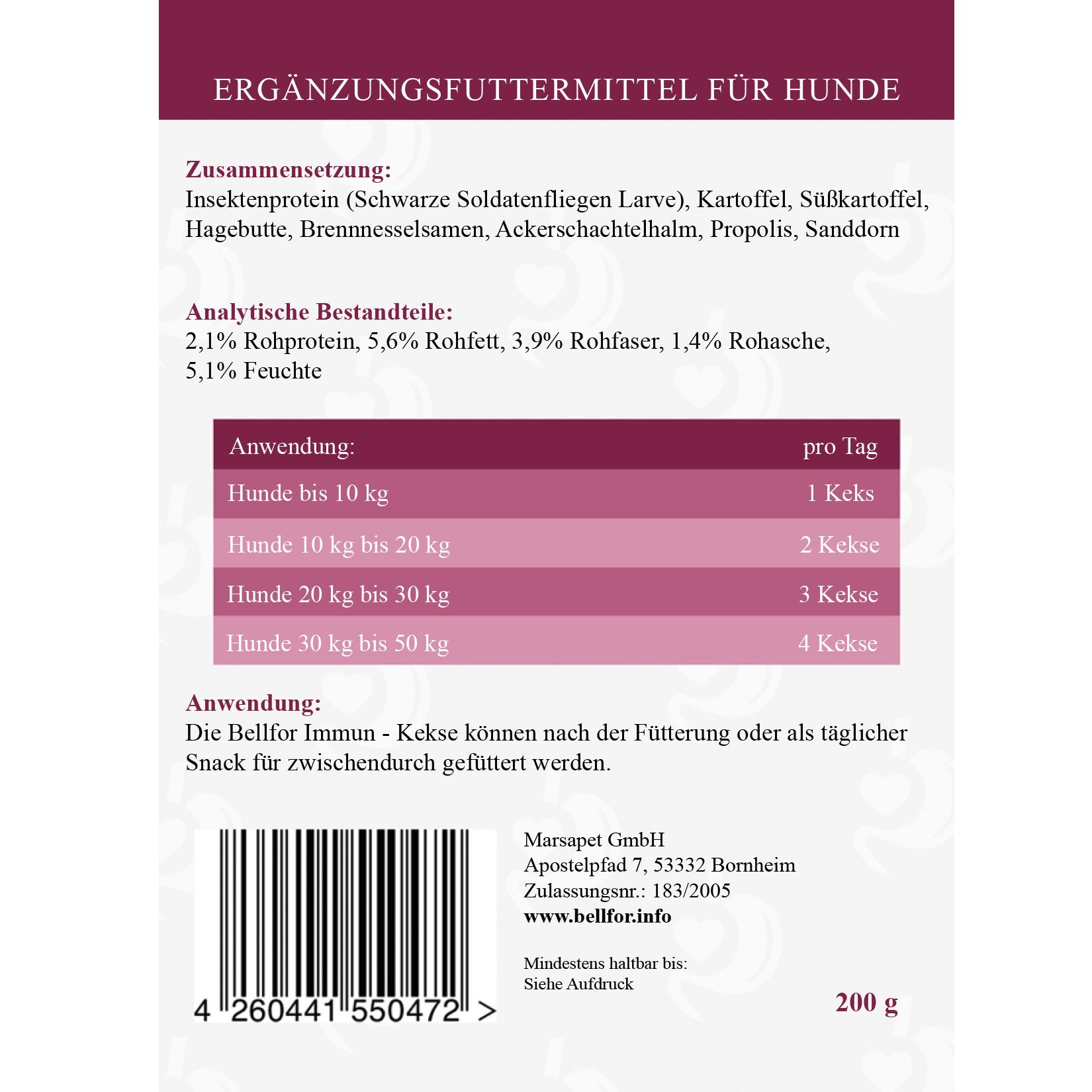 Bellfor Nahrungsergänzung für Hunde - Immun - Kekse