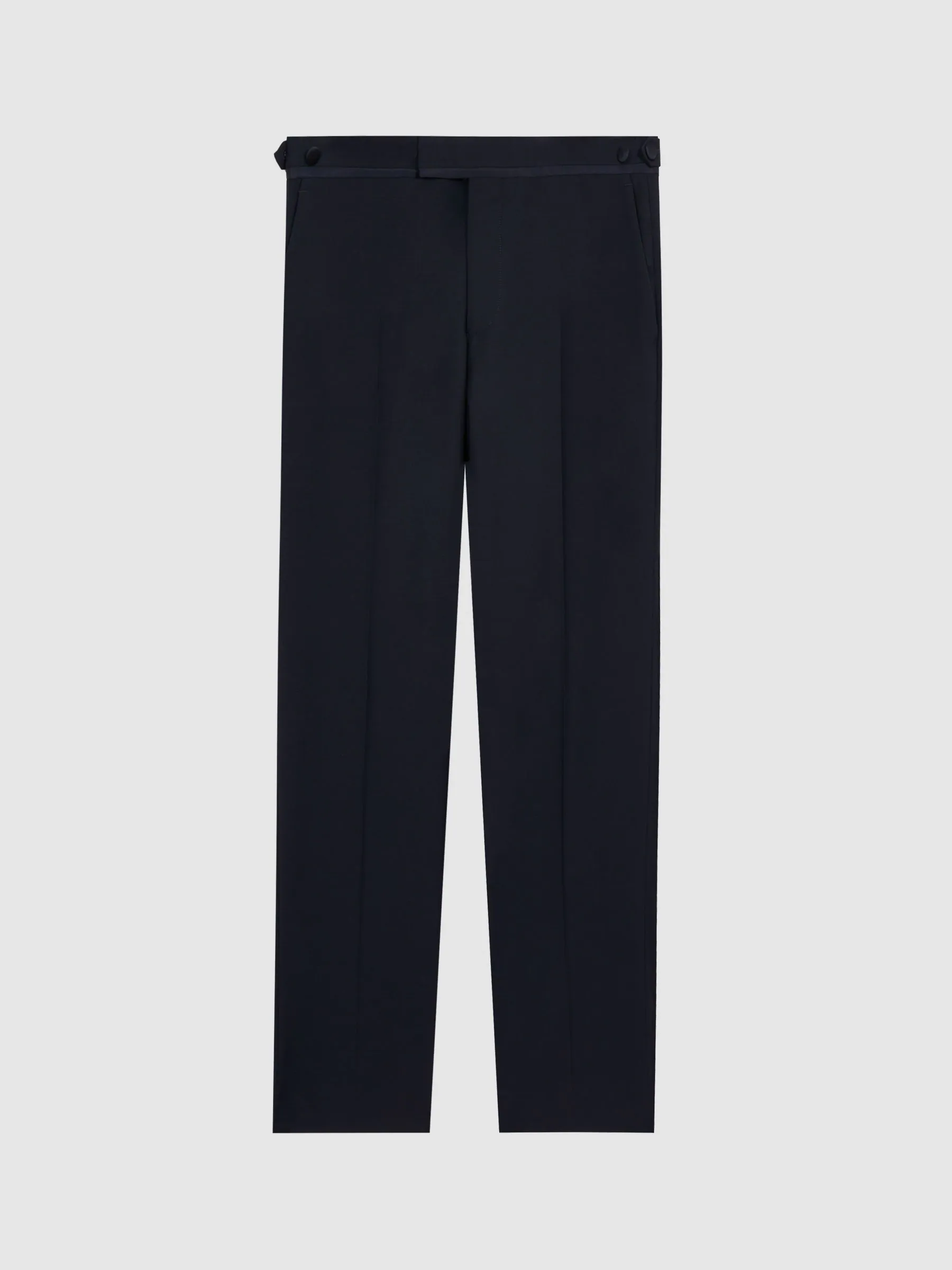 Marineblauw - Standaard afwerking - Reiss Poker smokingbroek met moderne pasvorm