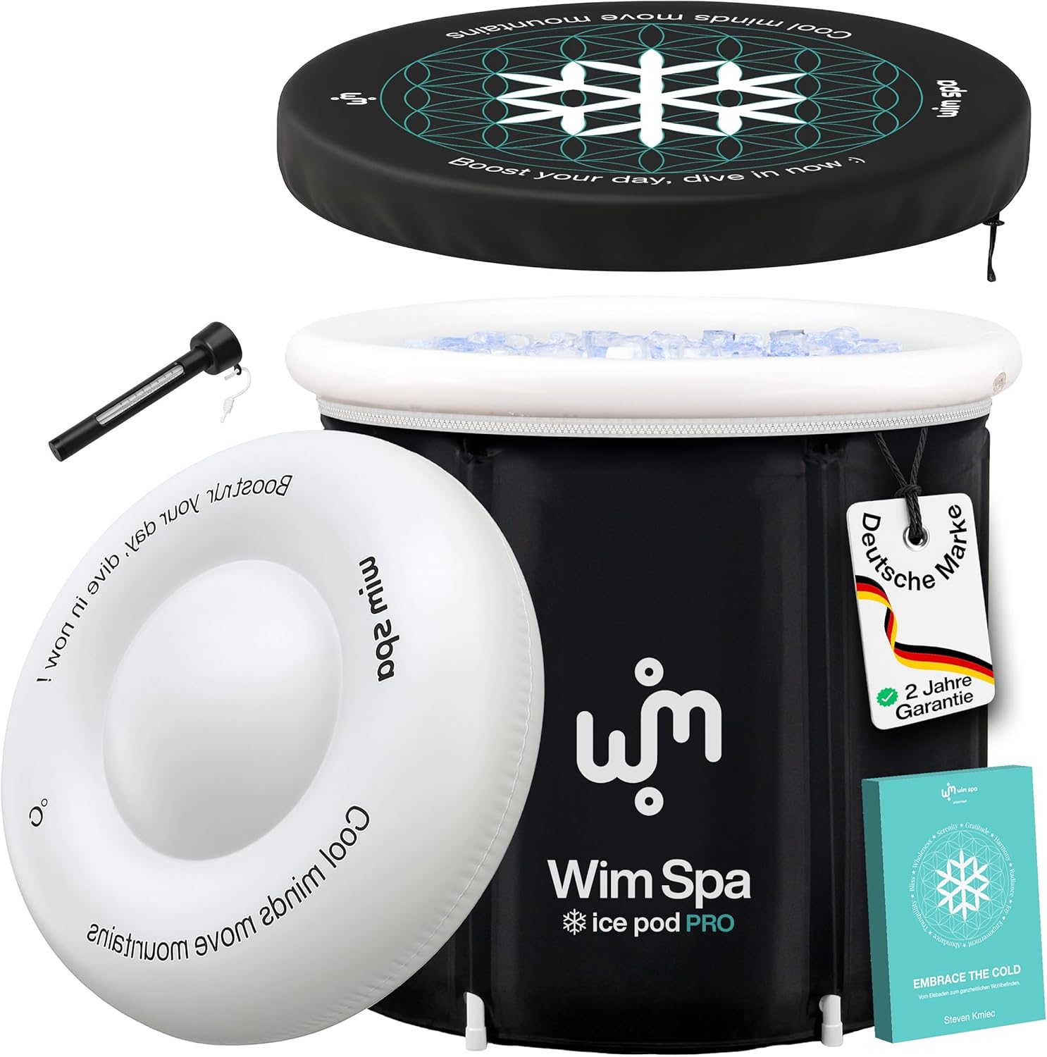 [Das Original seit 2015] Ice Pod (80 cm Ø x 80 cm) XL - Faltbares isoliertes Eisbad/Eisfass für Cold Plunge Kältetherapie, tragbare Badewanne inkl. ThermoDome, Cover, Thermometer, eBook UVM.