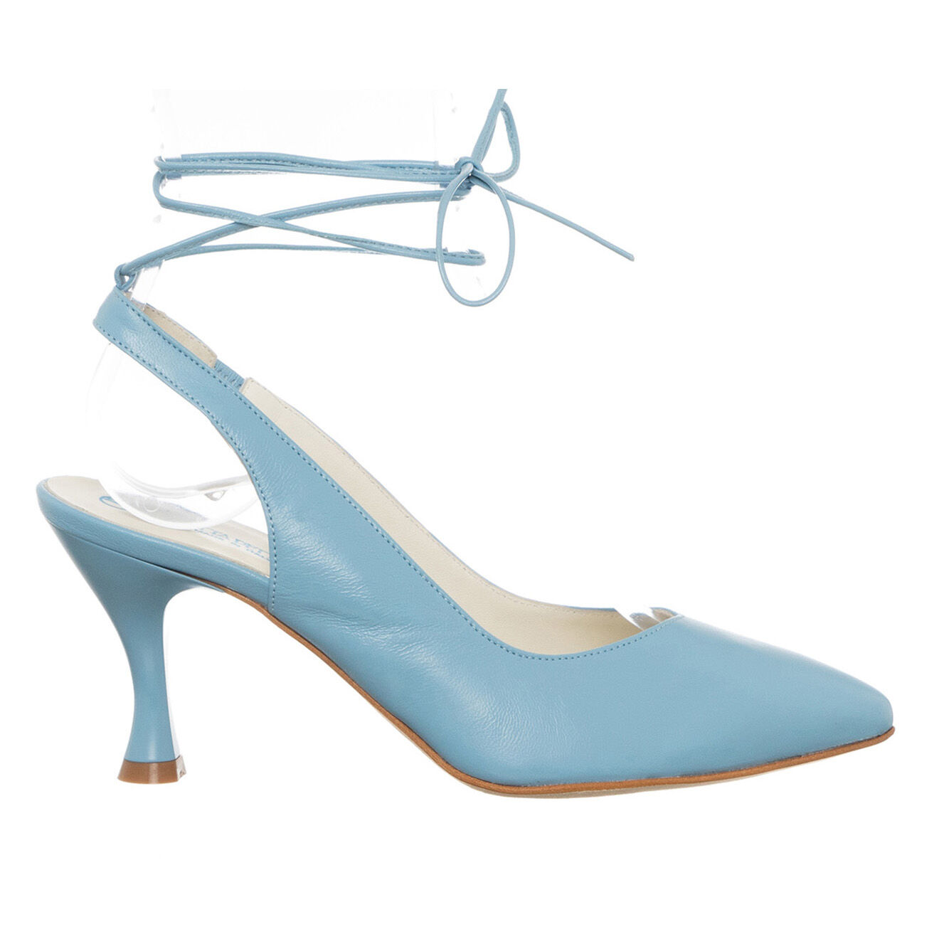 Loretta Pettinari Slingbacks en Cuir Baila bleu ciel - Talon 7.5 cm