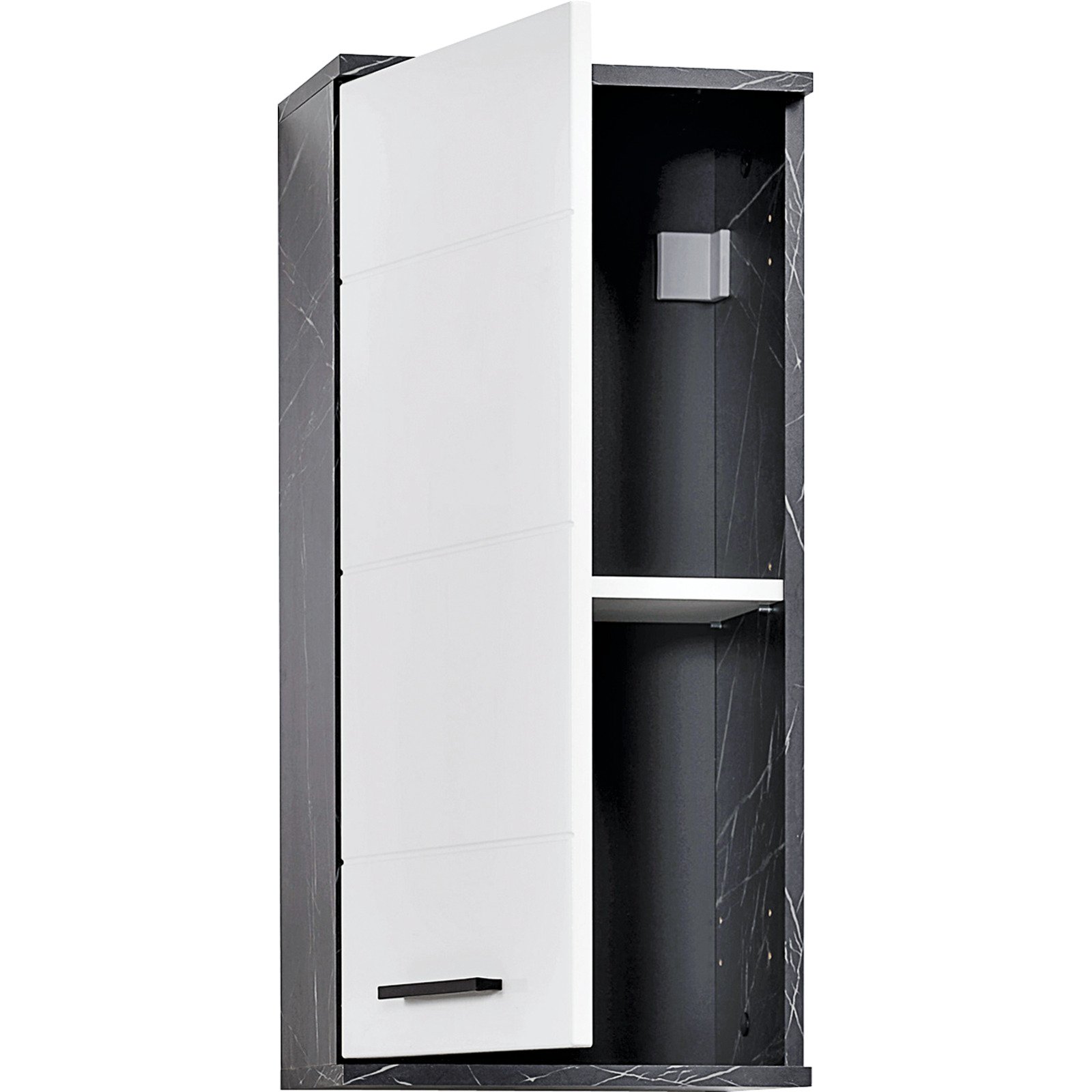 Badhängeschrank Bergen Marmor-Optik schwarz-weiss 35 x 74 x 22 cm