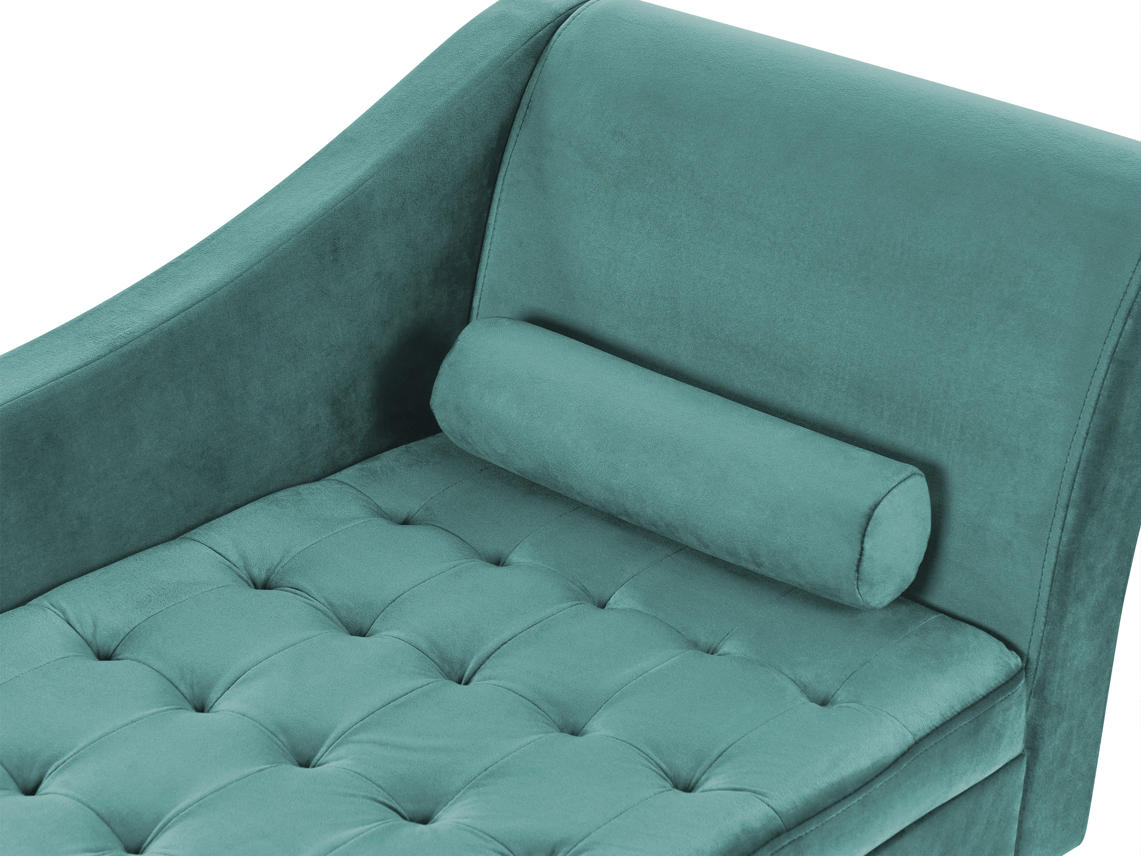 Rechtszijdige chaise longue PESSAC Fluweel Groenblauw met opbergruimte