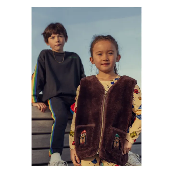 Mini Rodini Veste Polaire Polyester Recyclé Chien | Chocolat