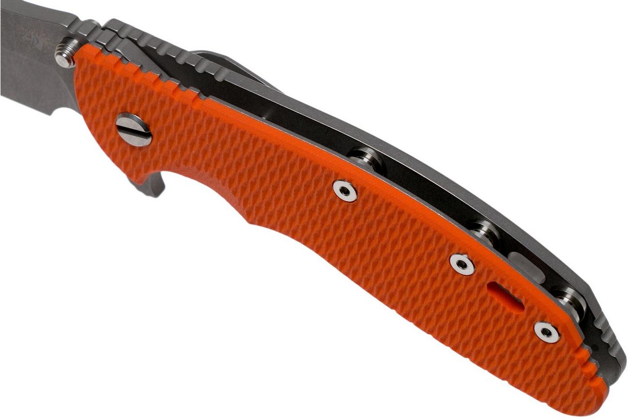 Rick Hinderer XM-24 4” Bowie, CPM 20CV, Working Finish, Orange G10 zakmes