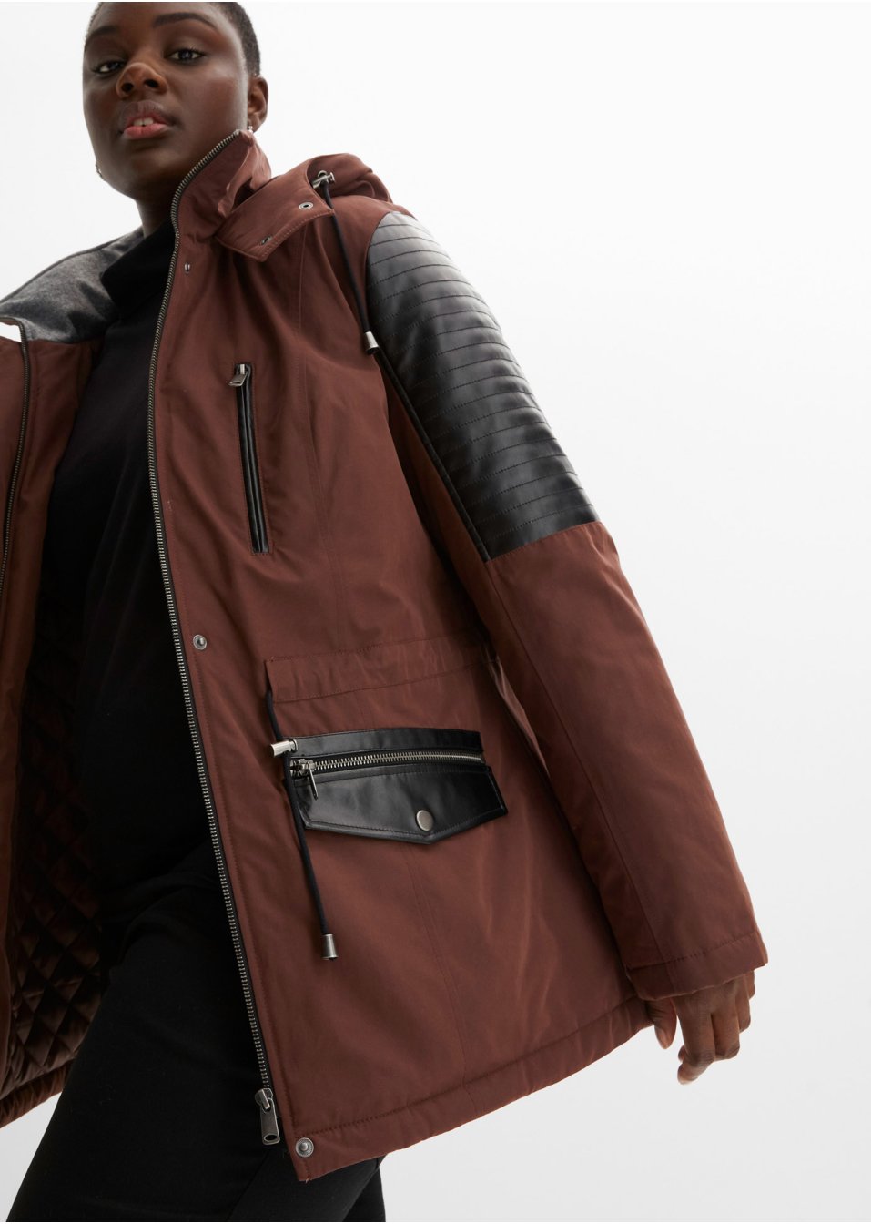 Parka à empiècements contrastants