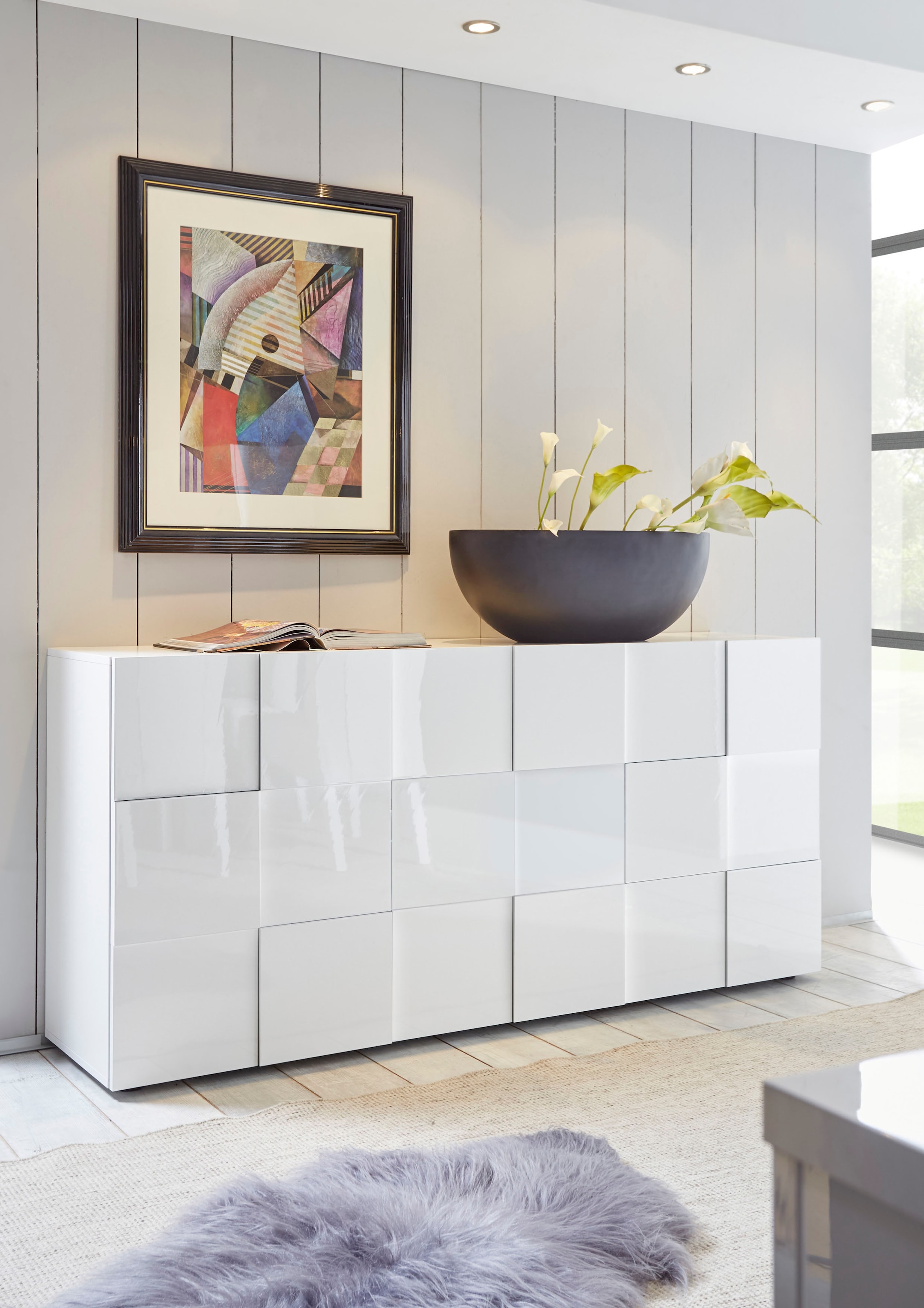 INOSIGN Sideboard »Dama Breite 181, Kommode 3 Türen, Anrichte« Front in 3D-Optik, viel Stauraum, verschiedene Farben