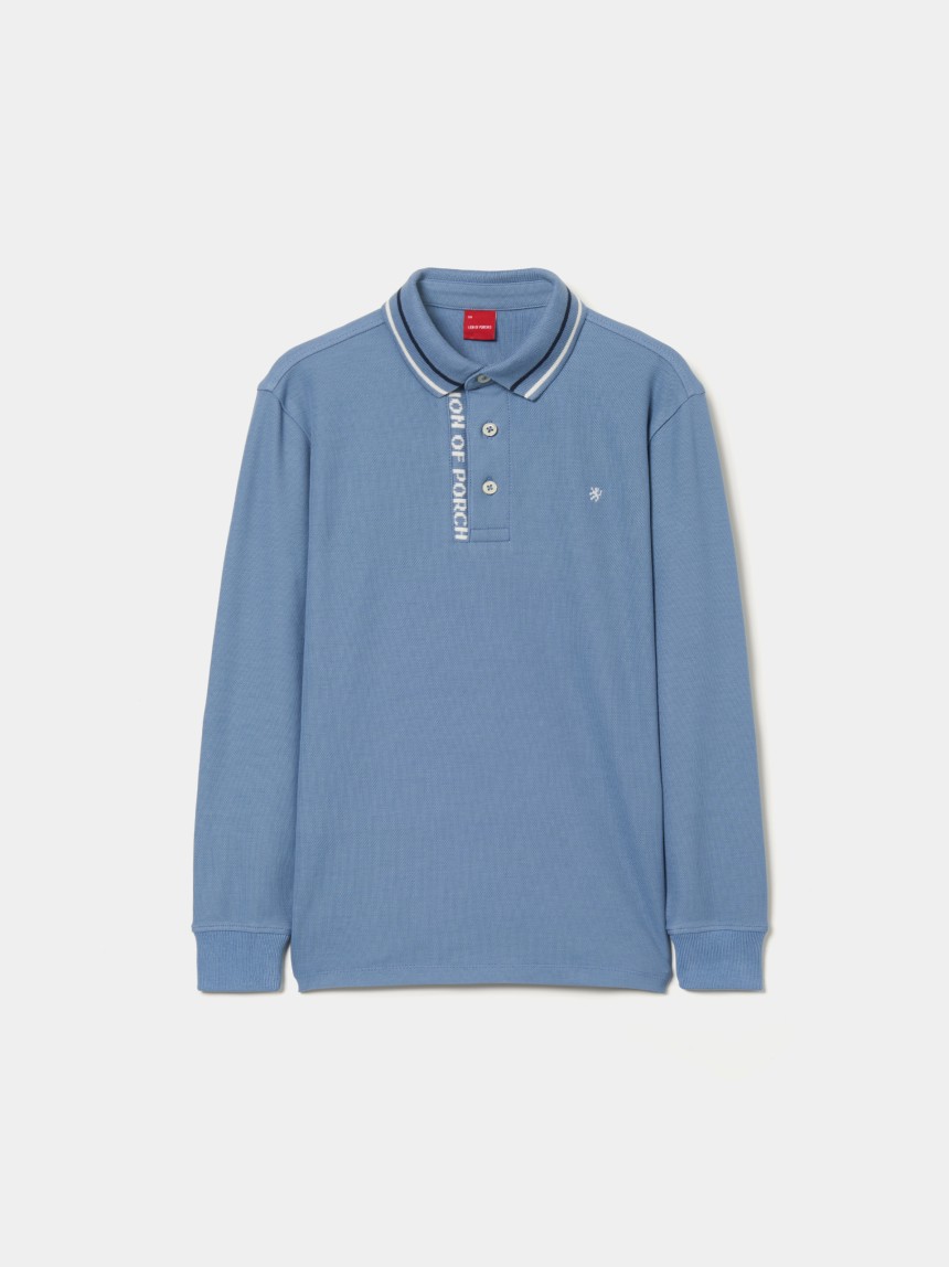 Polo de manga comprida em algodão