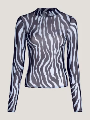 Top de malha com estampa de zebra SIim Fit