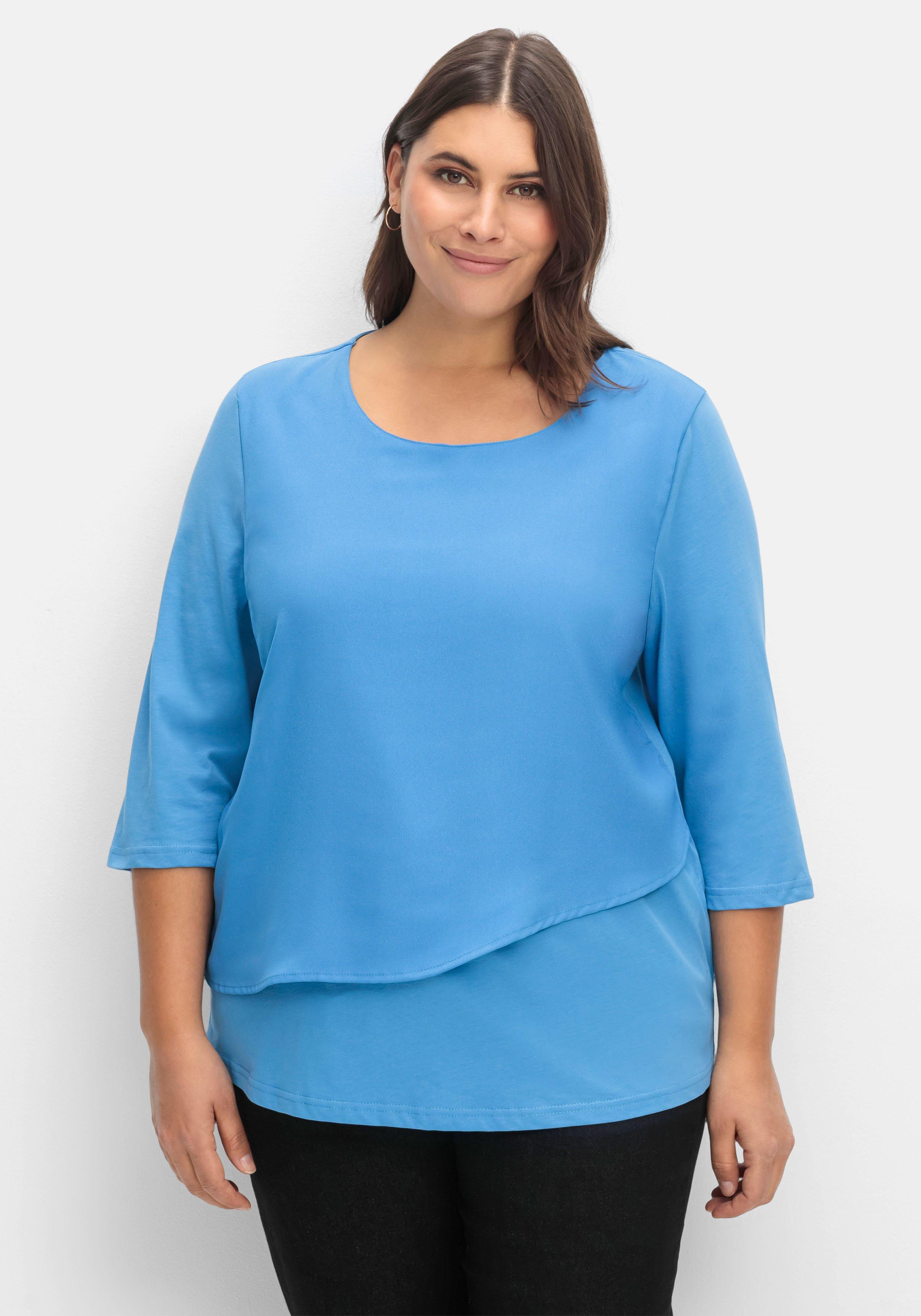 3/4-Arm-Shirt in Layeroptik, im Materialmix