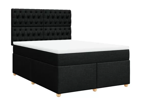 Sommier à lattes de lit avec matelas Noir 160x200 cm Tissu