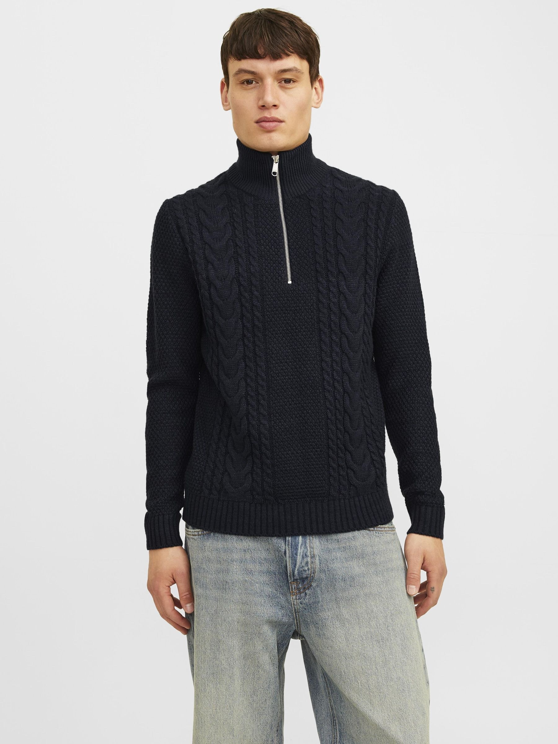Jack & Jones Troyer »JJCRAIG KNIT HALF ZIP«, mit Zopfmuster