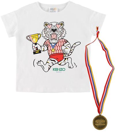 Kenzo T-Shirt - Exclusive Edition - Weiß/Pink m. Medaille