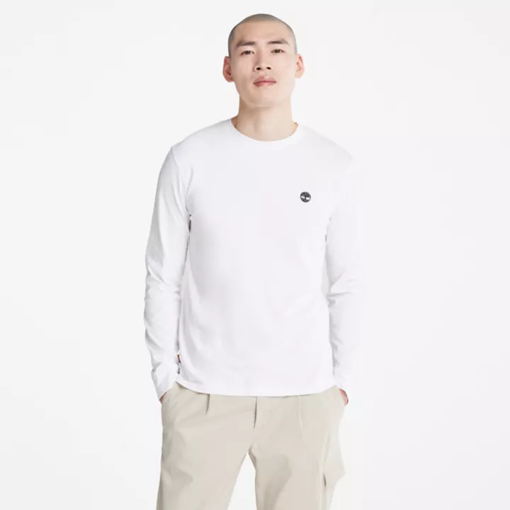 T-shirt à col rond et manches longues Dunstan River pour homme en blanc