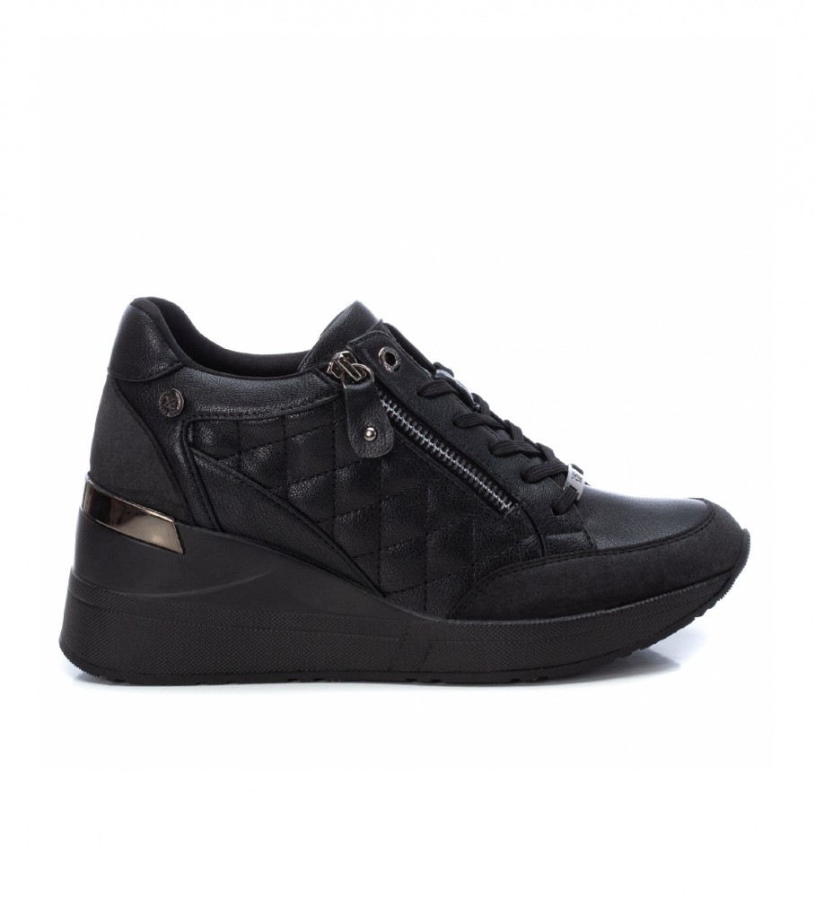 Tênis Xti 140063 Preto - Altura do Salto Anabela: 7cm -