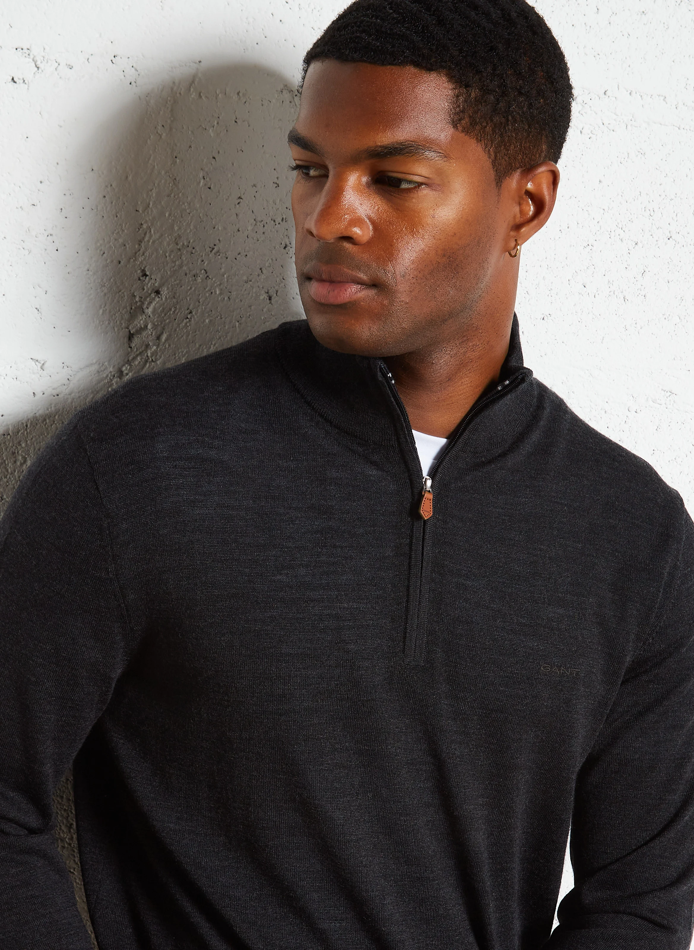 Pull col montant régular-fit en laine | Gris