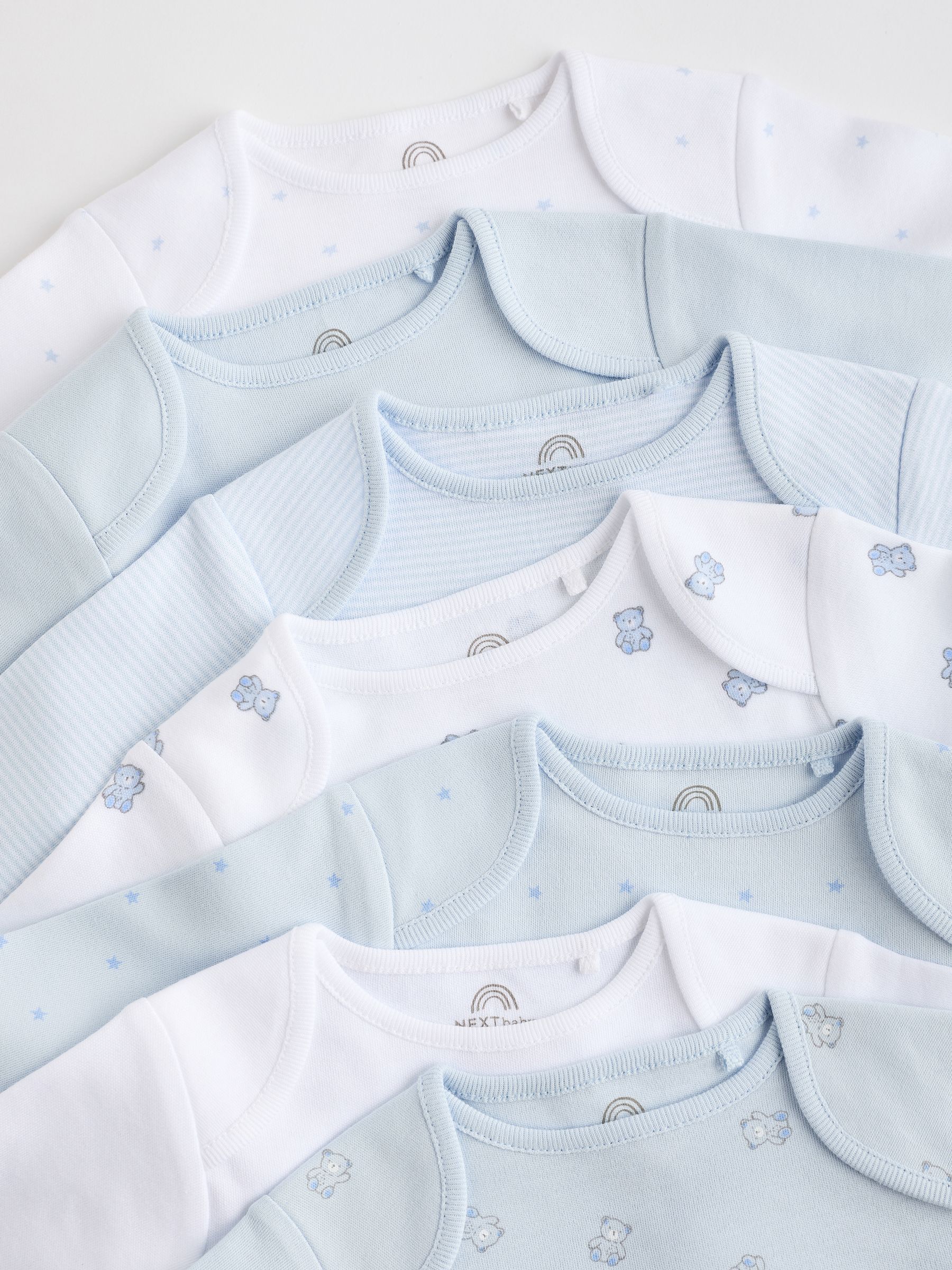 Blauw - Babyrompertjes met beer en lange mouwen