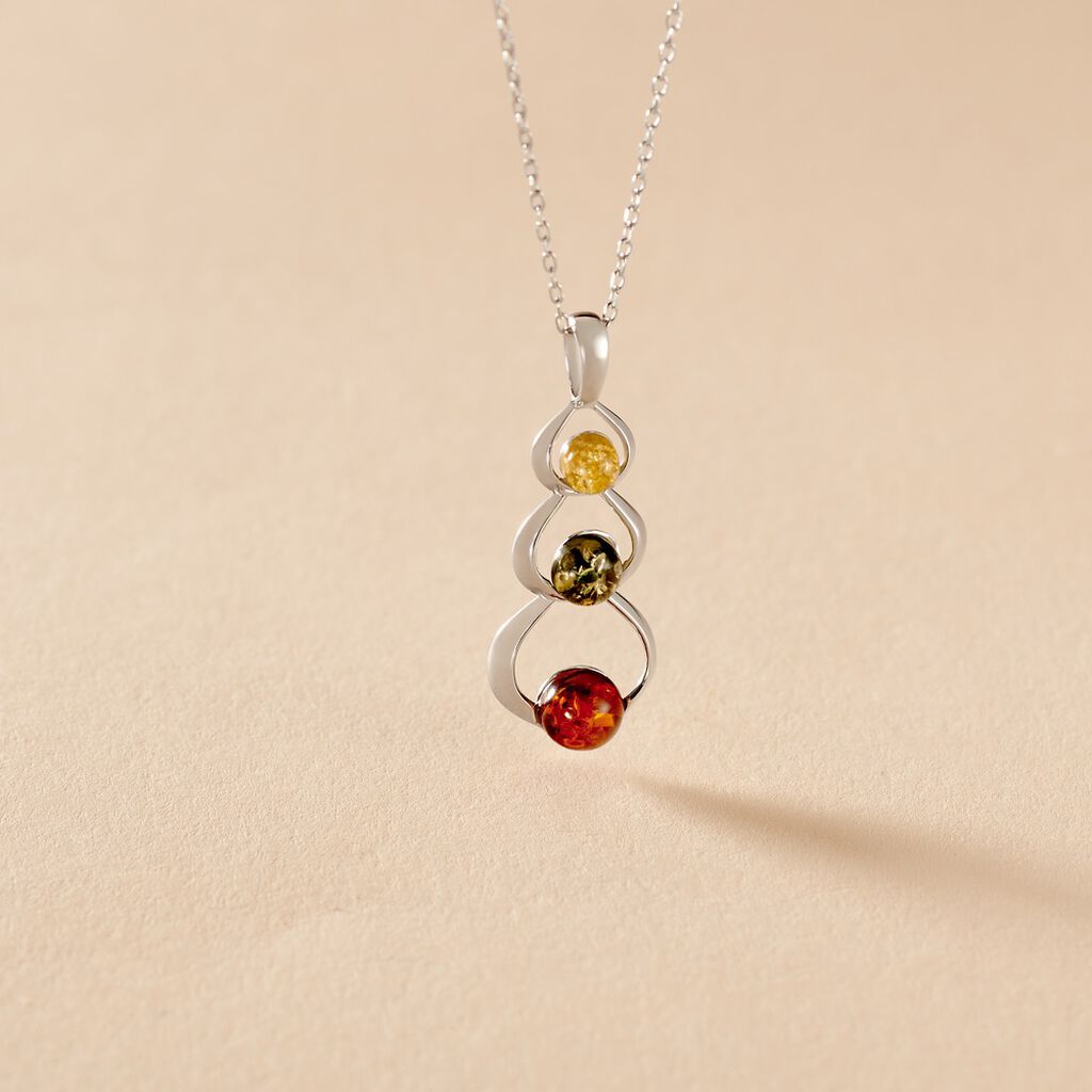 Collier Agneta Argent Blanc Ambre