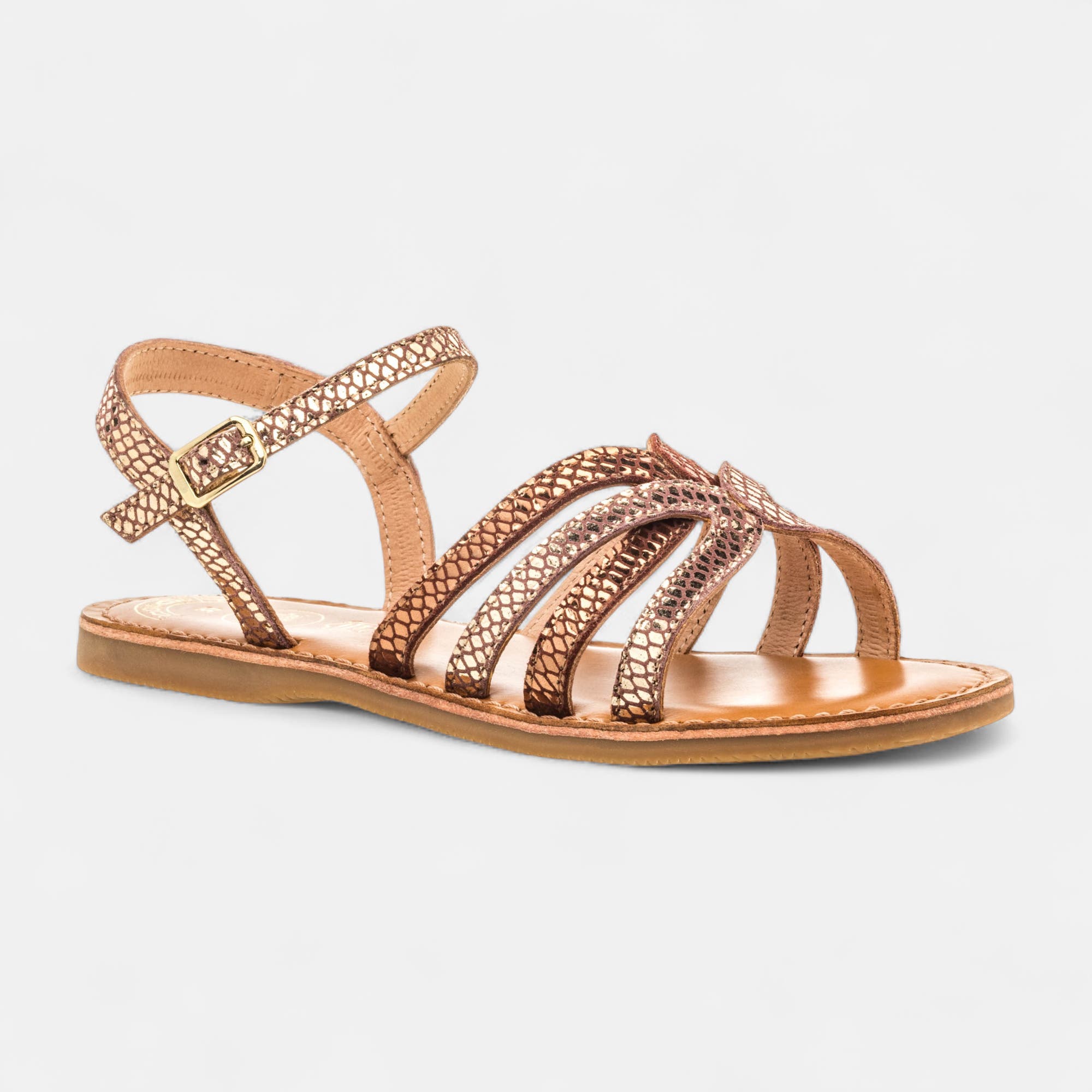 Nu-pieds Fille en cuir marron