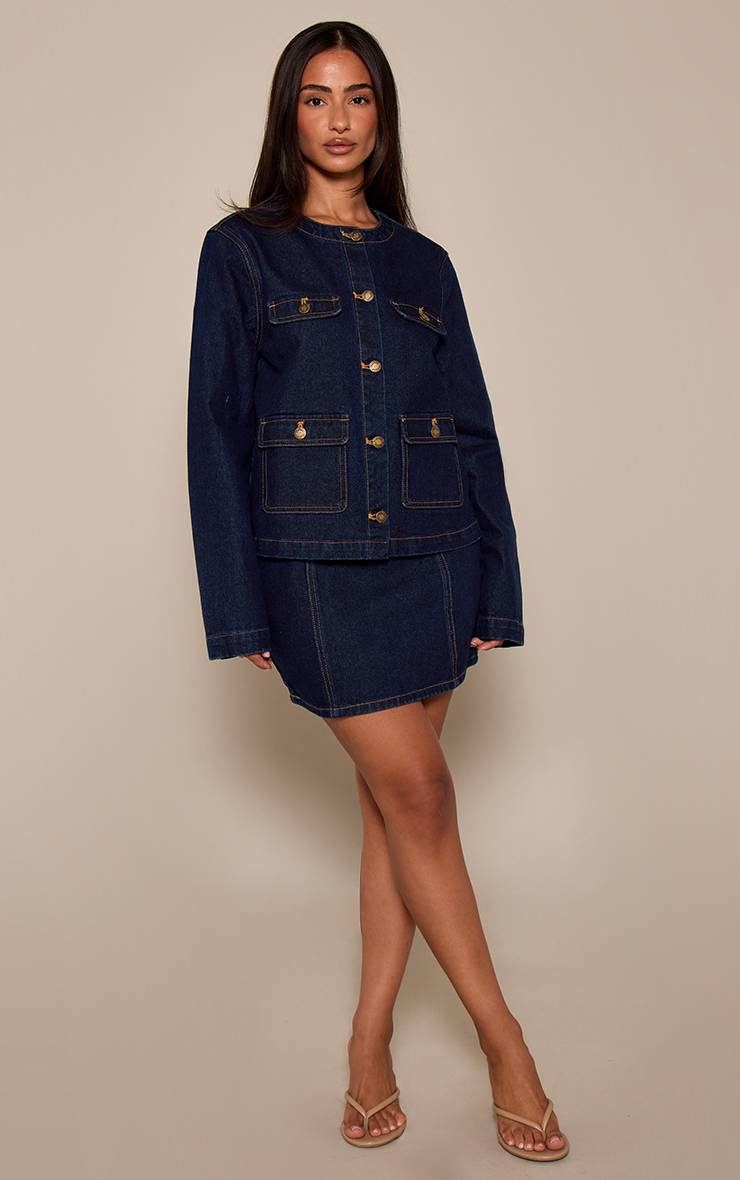 Bleu Indigo Jupe Mini Trapèze Petite