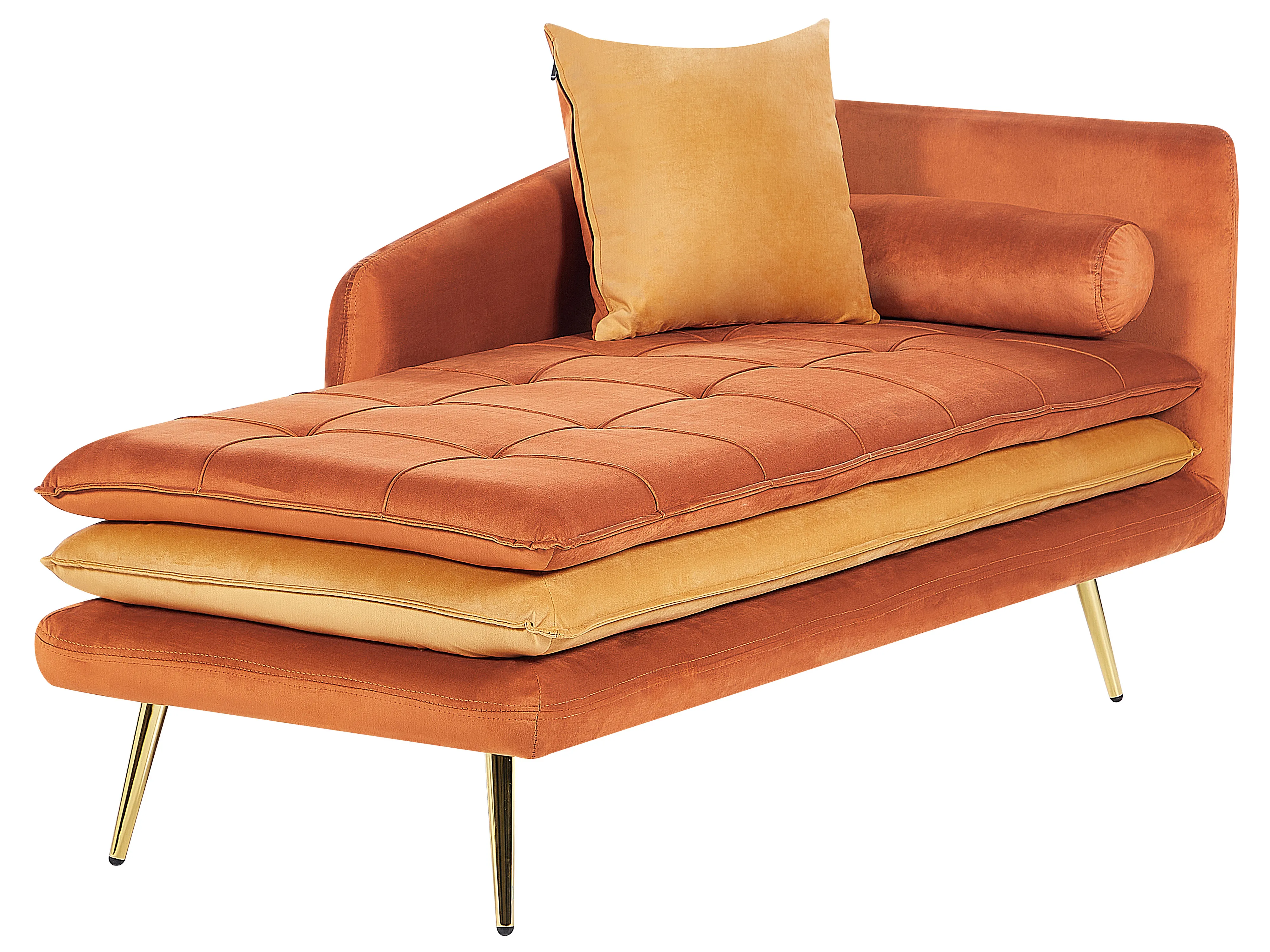 Rechtszijdige chaise longue GONESSE Fluweel Oranje