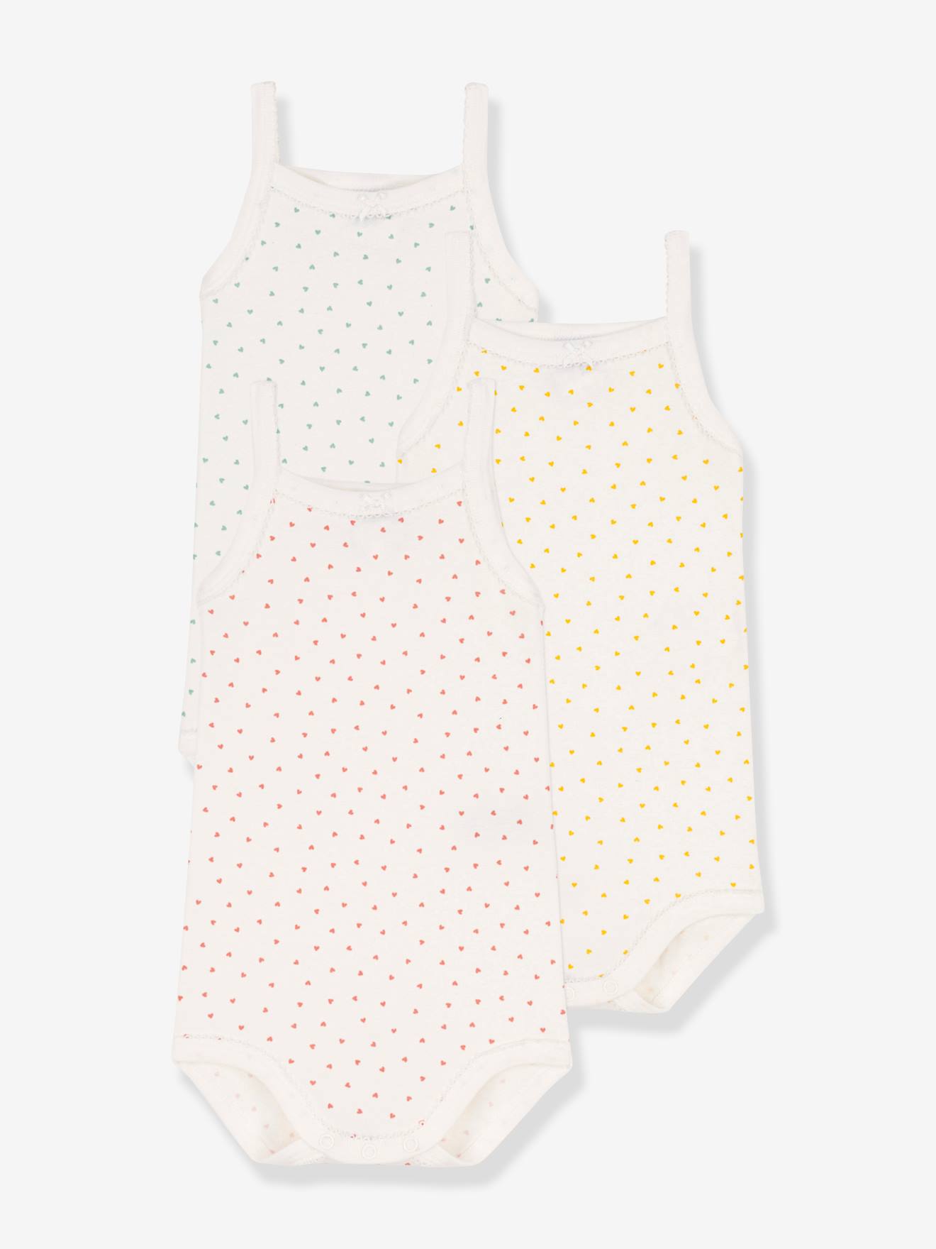 bodies PETIT BATEAU em algodão orgânico com alças, brancos