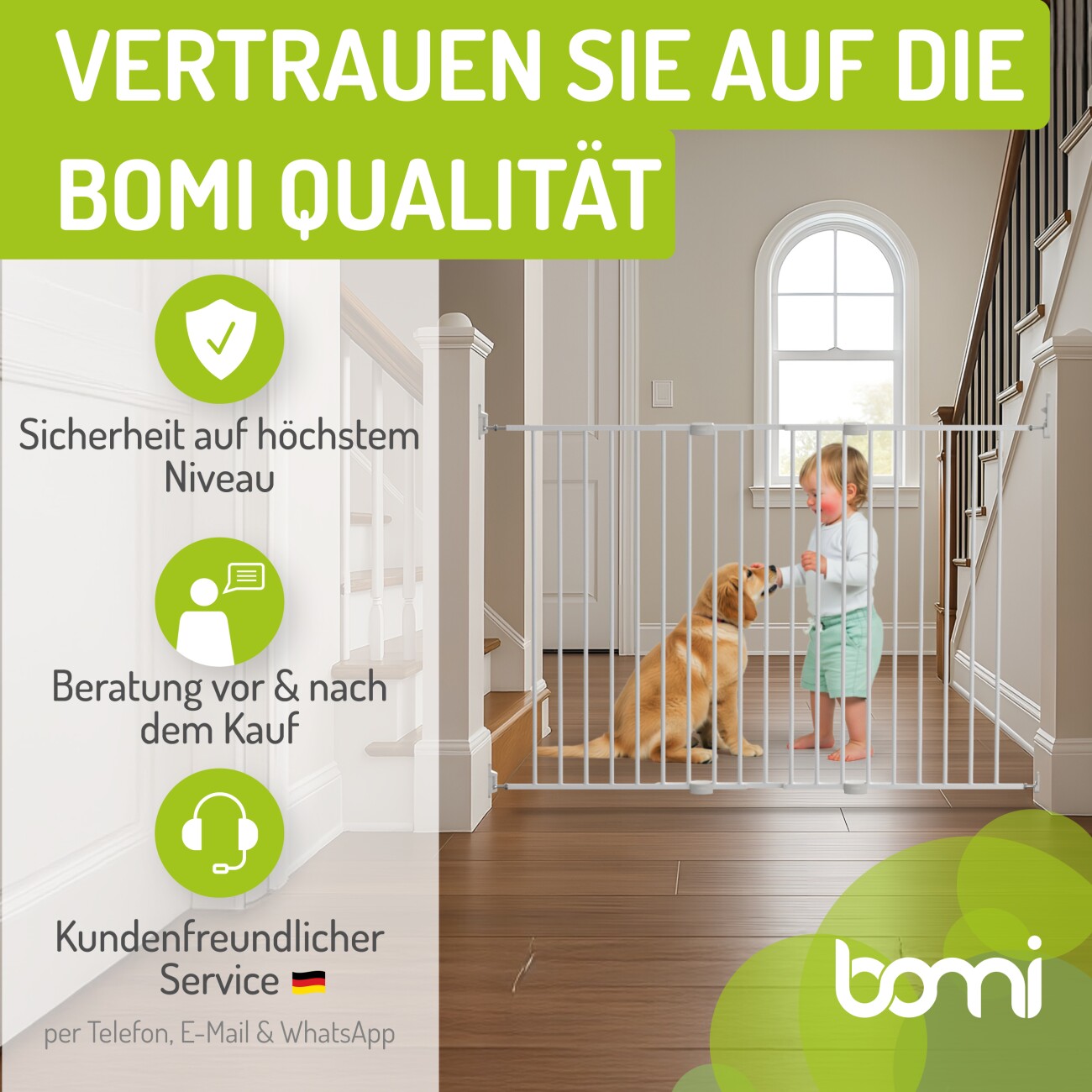 bomi Tierschutzgitter Maja 69-116 cm Weiß für Drinnen & Draußen