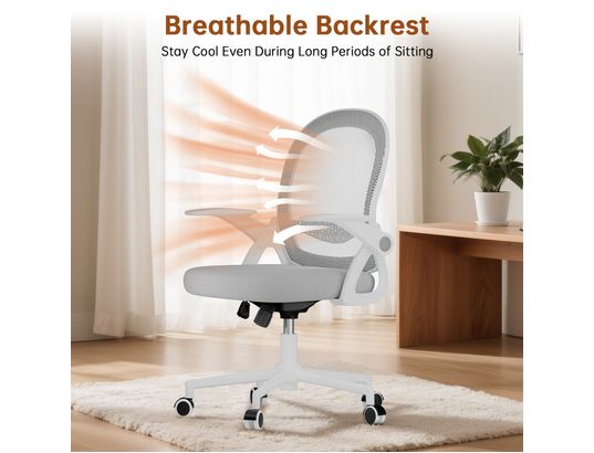 RATTANTREE - Chaise de bureau maille dossier moyen grise