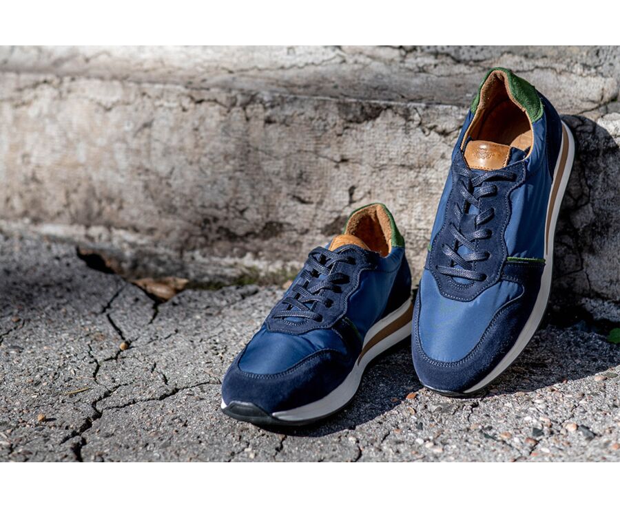 Sneakers homme Velours Navy et Vert - MURTOA