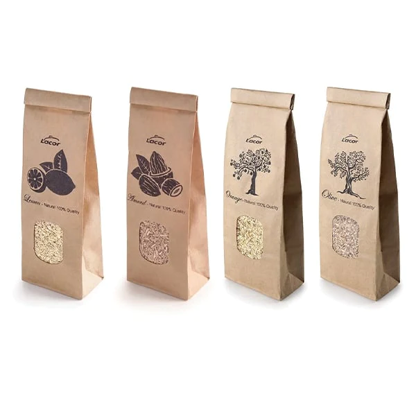 Set de 4 sachets de 100g de sciures de bois : olivier, oranger, amande