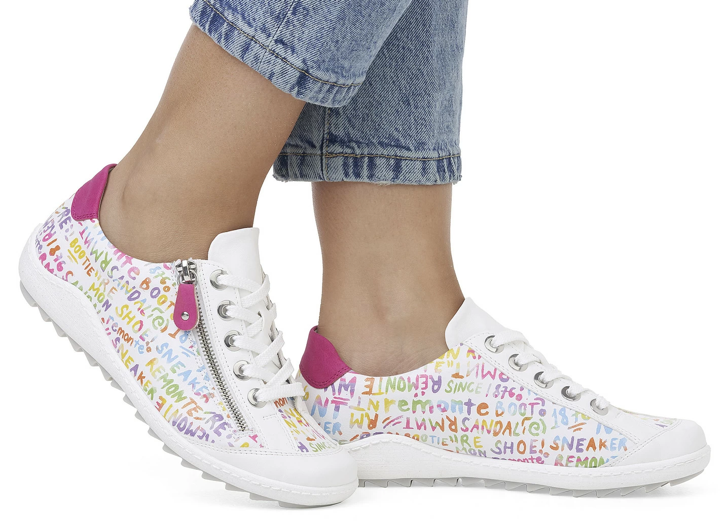 Remonte Sneaker aus beschichtetem, frech bedrucktem Leder