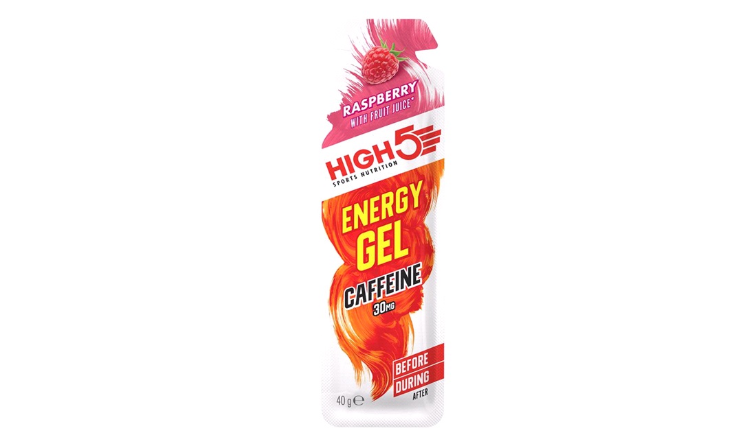High5 Energy gel+ hindbær med koffein 32 ml.