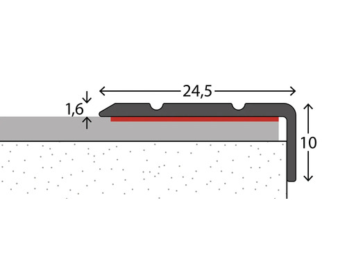 Aluminium hoekprofiel, zelfklevend, zwart, 24,5x10x1000 mm