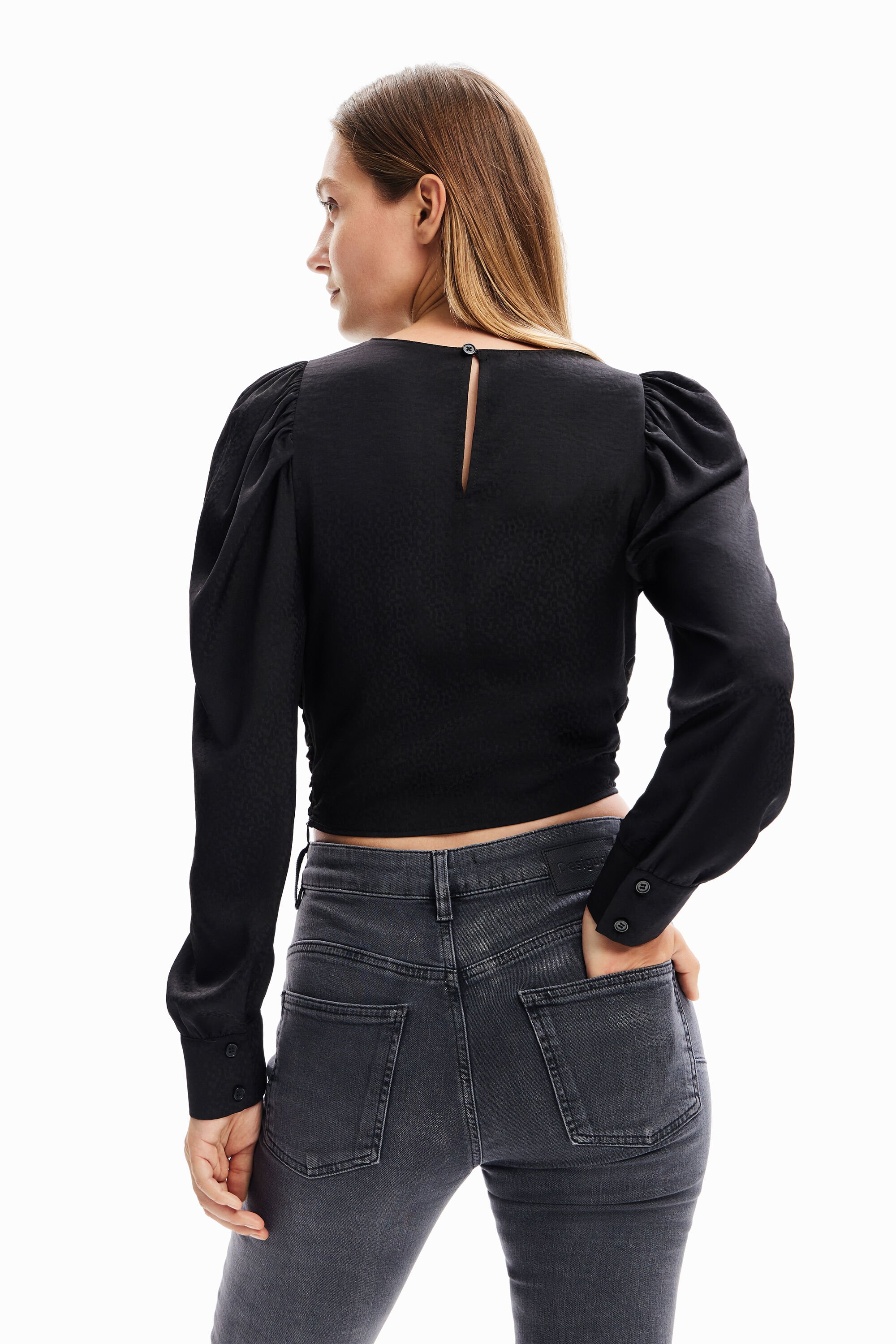 Blouse froncée jacquard