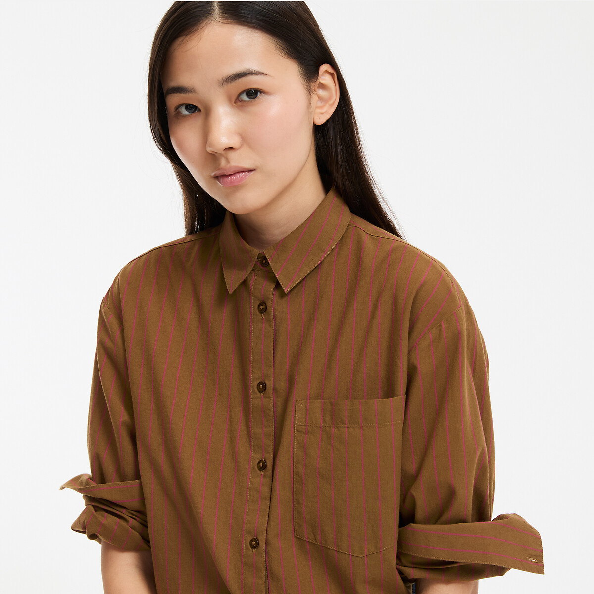 COLEÇÃO LA REDOUTE<br>Camisa listrada folgada com mangas compridas