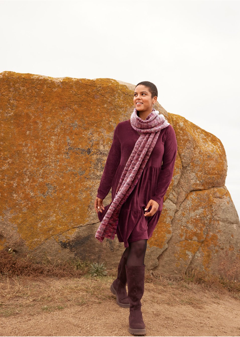Robe en velours côtelé à manches longues