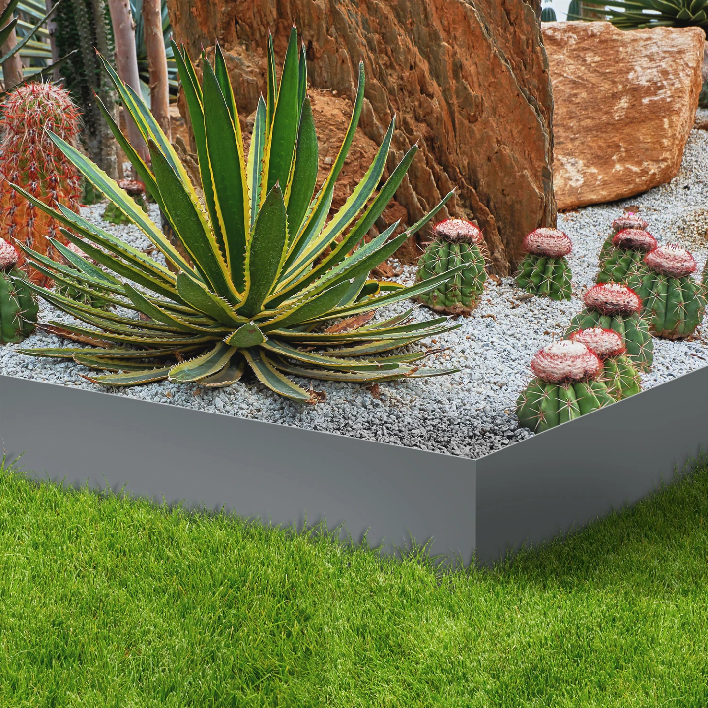 Bordurette de jardin x5 acier gris anthracite flexible L. 5 x H. 0.14 M