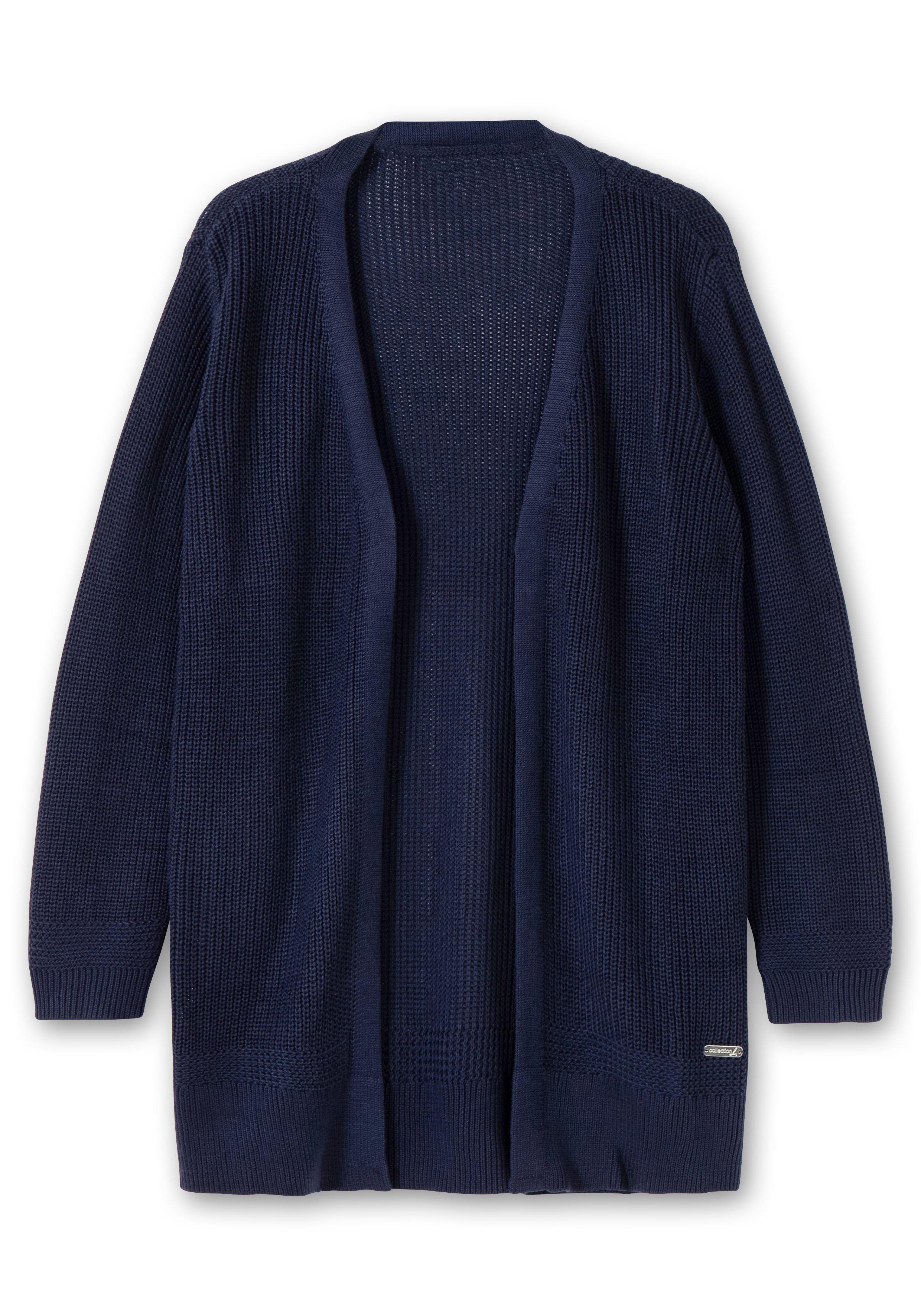 Lange Strickjacke in Grobstrick-Optik, offene Form