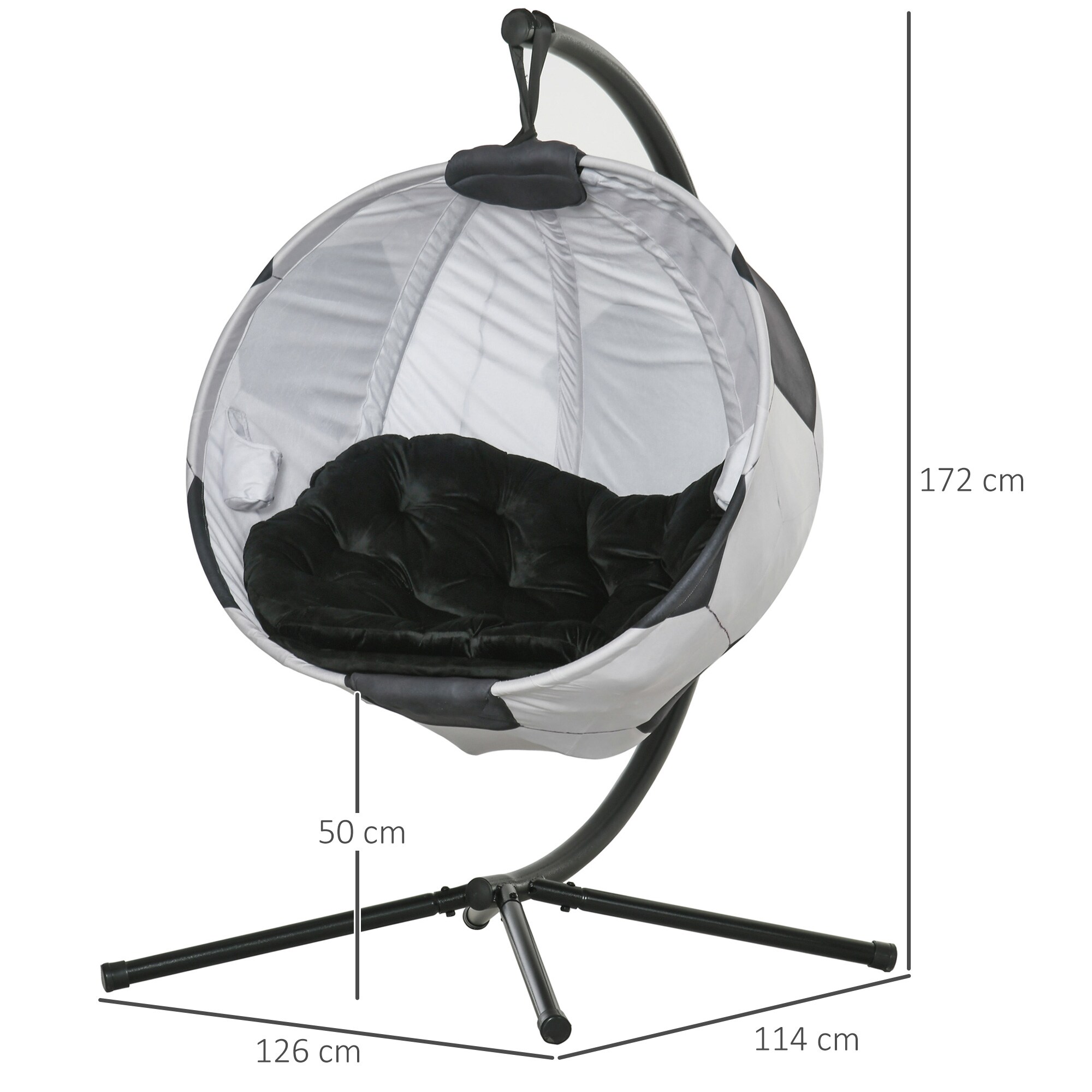 Outsunny Hängesessel im Fußball-Design bunt 126L x 114B x 172H cm