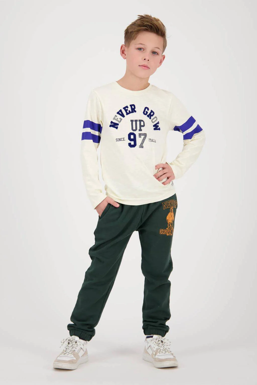 Vingino longsleeve Hessel wit/blauw