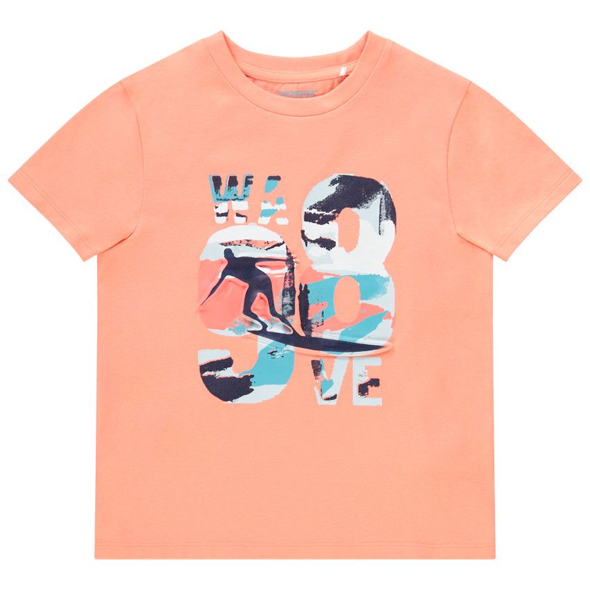 T-shirt manches courtes print surf pour garçon - Corail