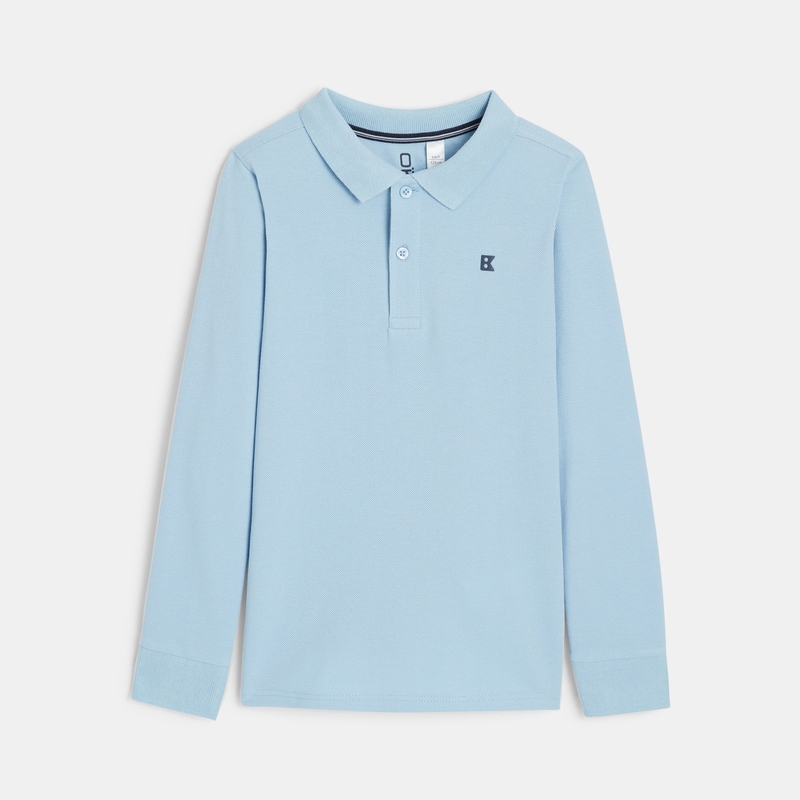 Polo manches longues turquoise garçon