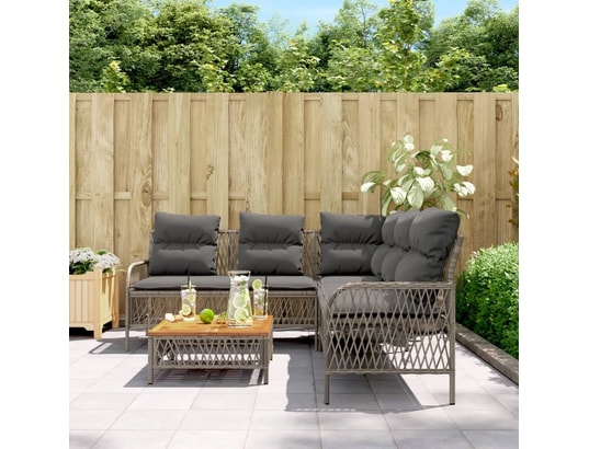 LES TENDANCES - Salon extérieur Salon de jardin-gris-5 places-171.5x171.5x70-495042