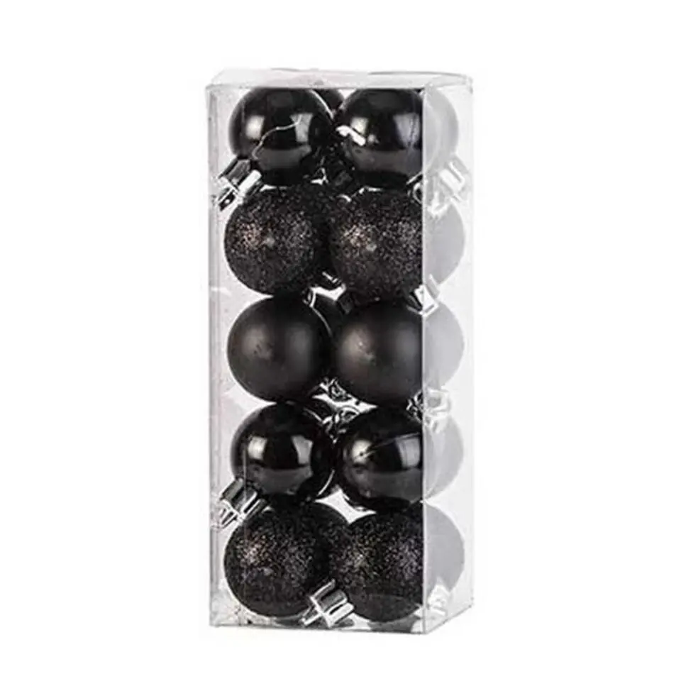 Cosy & Trendy Kerstballen mini - 20x - zwart - D3 cm - kunststof