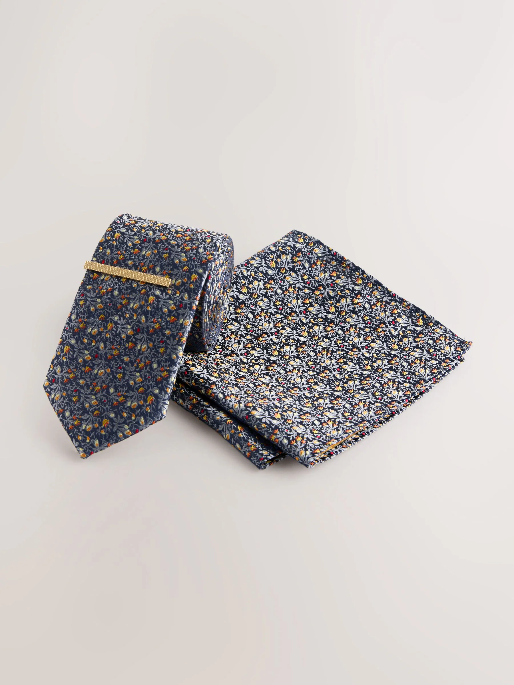 Marineblauw - Set van stropdas en pochet
