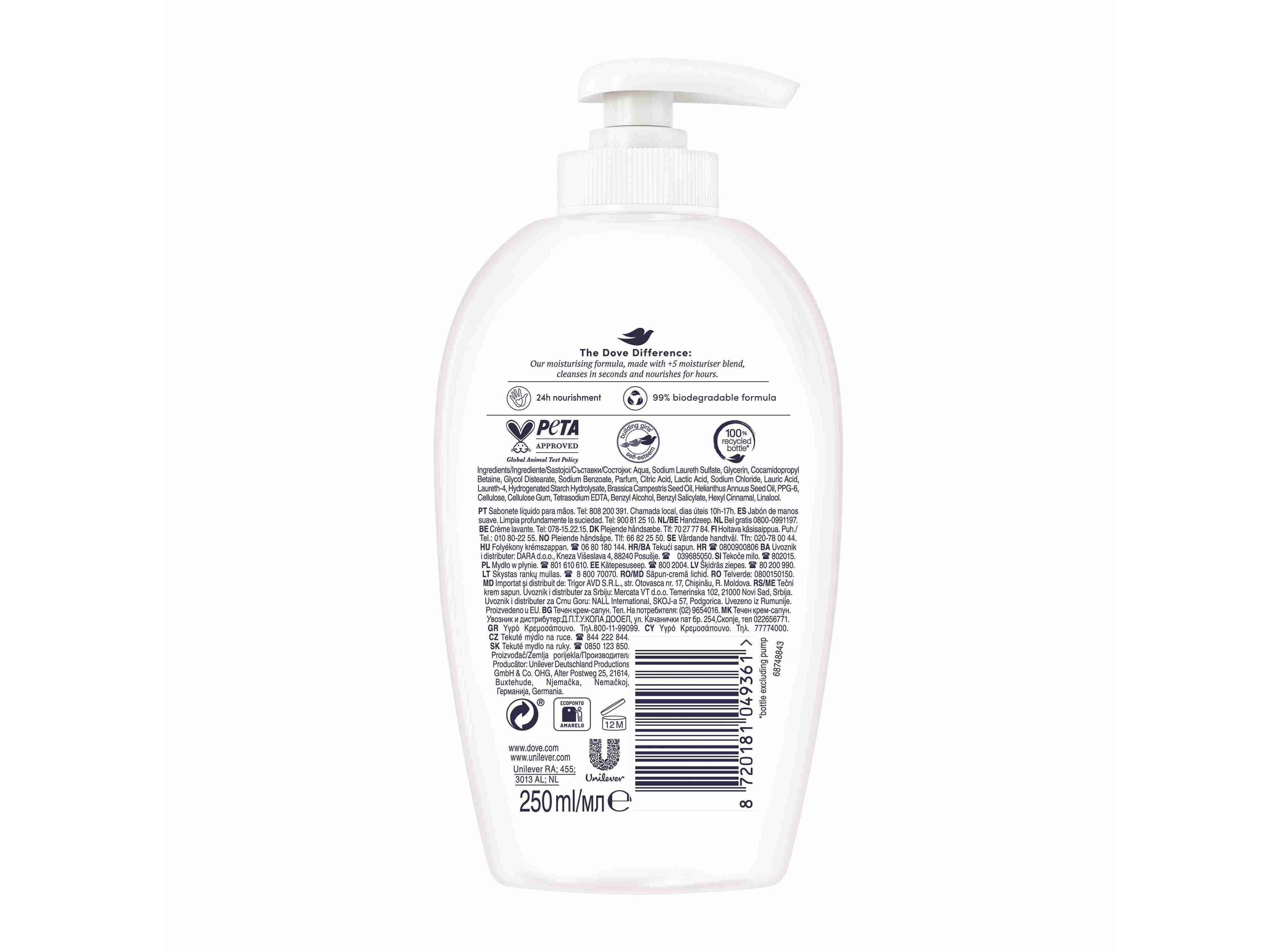 SABONETE DOVE LÍQUIDO PROTECT&CARE 250ML