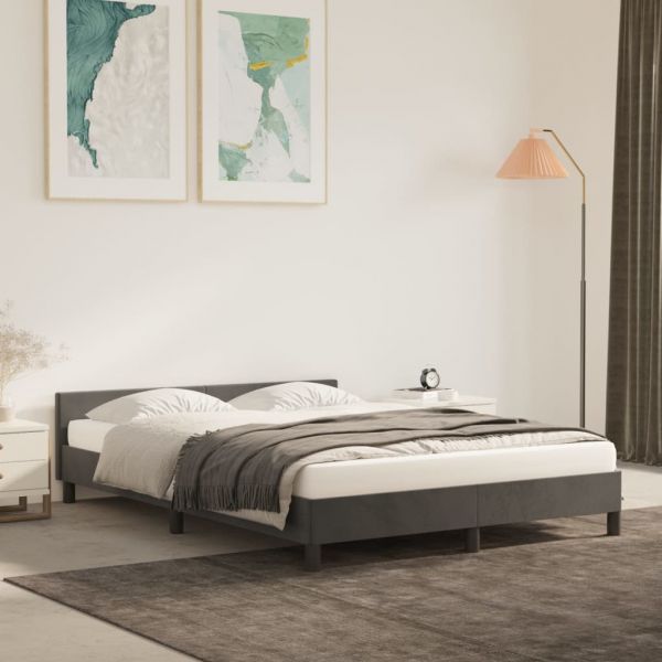 Estrutura de Cama com Cabeceira 140x190cm Veludo Cinzento-escuro - 347568